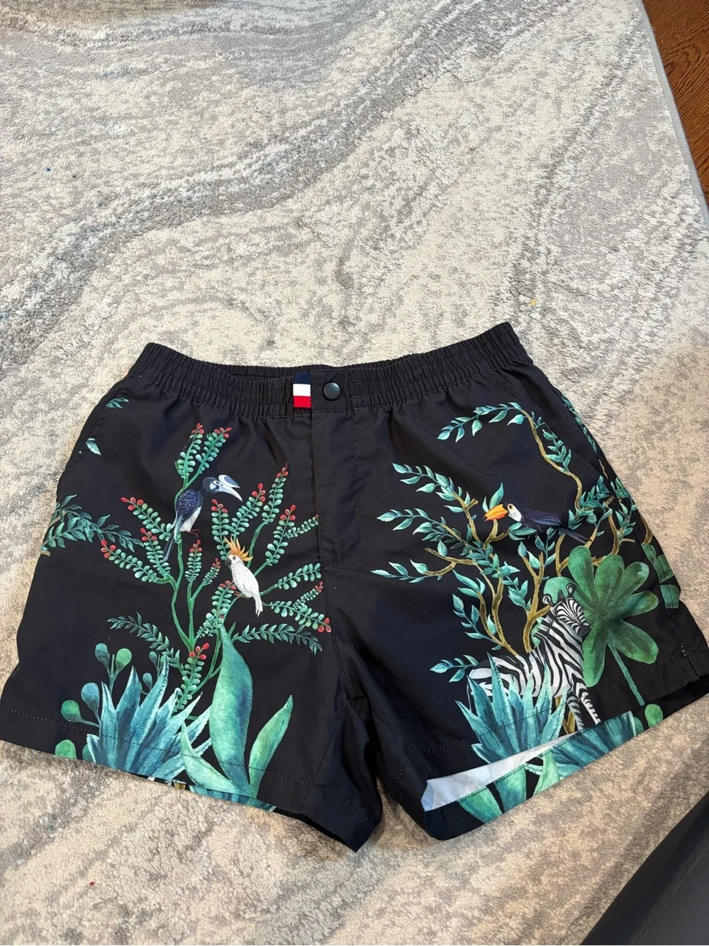 Black Mesh-Lined Swim Shorts with Signature Tab